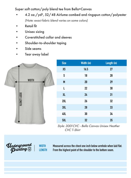 Size Chart For 3001CVC