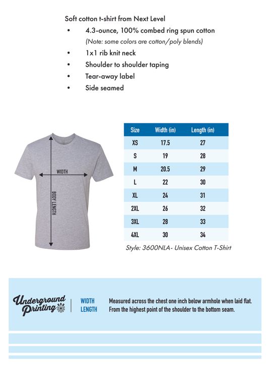 Size Chart For 3600NLA