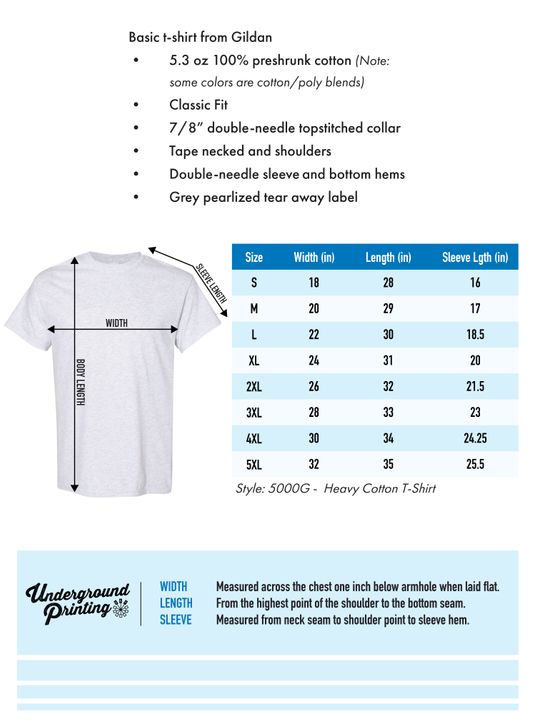 Size Chart For 5000G