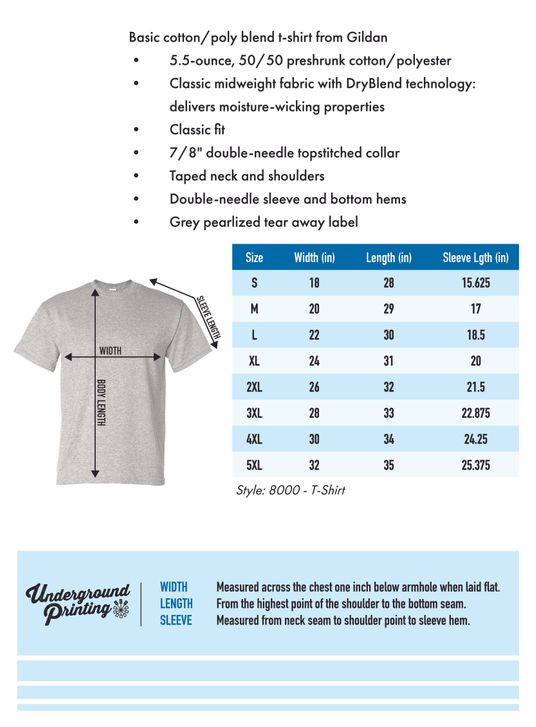 Size Chart For 8000