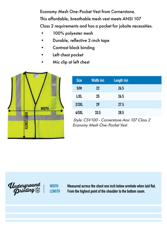 Size Chart For CSV100